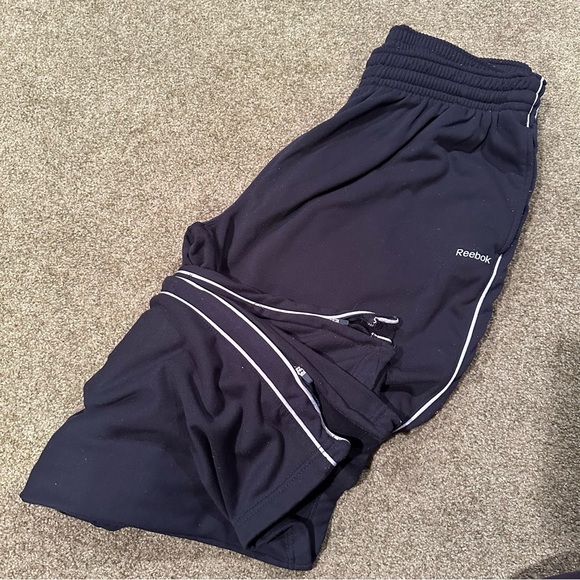 Men’s Reebok Sweatpants Black with Gray Stripe - Picture 2 of 2